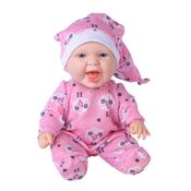Boneca em Vinil Baby Fofura Com Touca e Pijama Roupa Tecido
