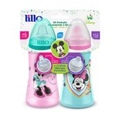 Kit 2 Copos Colors Bico De Silicone Disney Minnie Rosa Lillo