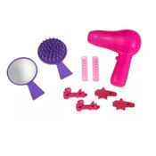 Kit Secador Com 8 Acessórios Barbie Escova Espelho Presilhas