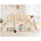 Escorregador 9 em 1 XJD, Escorregador para Bebês a Partir de 1 Ano, Playground com Cesta de Basquete, Para Interior e Exterior (Bege), para Crianças.