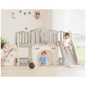 Escorregador 9 em 1 XJD, Escorregador para Bebês a Partir de 1 Ano, Playground com Cesta de Basquete, Para Interior e Exterior (Cinza), para Crianças