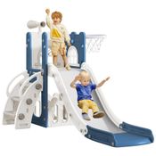 Escorregador 6 em 1 LulliSpace para Bebês de 1-3 Anos, Escalador para Playground Interno e Externo com Cesta de Basquete, Armazenamento e Telescópio.