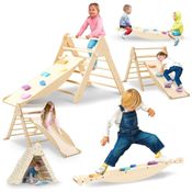 Playground Lucalux Brinquedo de Escalada 6 em 1 Infantil Indoor - Conjunto Montessori Seguro com Triângulo Pikler Dobrável, Escada, Escalada.