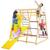 Playground GLACER 8-em-1 Infantil: Escorregador, Balanço, Barra de Macaco, Escada de Corda, Parede de Escalada, Rede, Argolas Ginásticas.