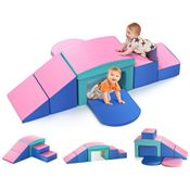 Blocos de Espuma Lischwert para Bebês, Brinquedos de Escalada Internos com Escada e Rampas, Soft Play para Bebês, 6 Peças.