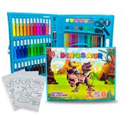 Estojo Maleta para Colorir Grande 150 peças Infantil Canetinhas, Giz, Tesoura