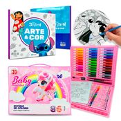 Kit Estojo Pintura Maleta Unicórnio 86 Peças Livro Lilo & Stitch Desenhos para Colorir