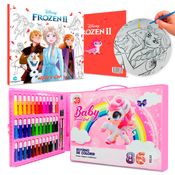 Kit Estojo Pintura Maleta Unicórnio 86 Peças Livro Disney Frozen Desenhos para Colorir