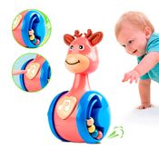 Brinquedo João Bobo Girafa Sonora Deslizante Bebê Educativo Rosa e Azul