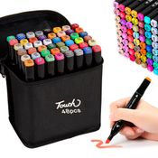 Estojo Escolar Canetinhas Touch Coloridas Marcadores Ponta Dupla Touch Bolsa