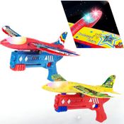 Avião Jato Planador Aeromodelo Com Luz De Led E Lançador Brinquedo