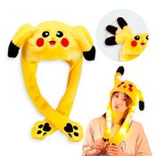 Touca De Pelúcia Pikachu Com Led Colorido Gorro Levanta Orelhas