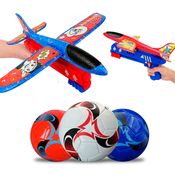 Kit Avião c/ Lançador e Bola de Futebol Brinquedo Infantil
