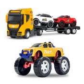 Kit 2 Brinquedos Caminhonete Pick-up e Caminhão Reboque Infantil