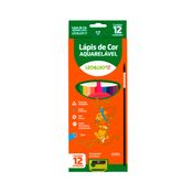 Lápis de Cor Triangular Aquarelável 12 Cores c/Apontador + Pincel - Leo e Leo