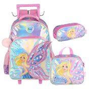 Kit Mochila Rodinhas Oficial Holográfica BARBIE FADA Luxcel