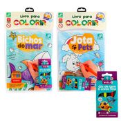Livro para Colorir Livrinho de Pintar Com Giz de Cera Desenhos Divertidos Infantil