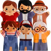 Fantoche Familia Branca Grande 30cm - 6 Bonecos