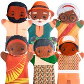 Fantoche Familia Preta Negra Grande 30cm - 6 Bonecos