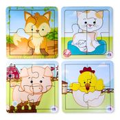 Kit com 4 Quebra Cabeça Animais - Primeira infancia 2 a 4 anos