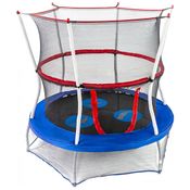 Skywalker Trampolins Mini trampolim com rede de proteção 60 polegadas azul escuro cinza com nave espacial