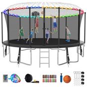 SKYUP Tranpoline 1500LBS 16 15 14 12 FT Tranpoline para 7 10 crianças e adultos, Tranpoline ao ar livre à prova de vento com rede de gabinete, cesta