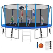 Trampolim SKYUP 1500LBS 16 15 14 12 FT Trampolim para 7 10 crianças e adultos, Tranpolim externo à prova de vento com rede de proteção, cesta de