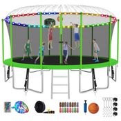SKYUP Tranpoline 1500LBS 16 15 14 12 FT Tranpoline para 7 10 crianças e adultos, Tranpoline ao ar livre à prova de vento com rede de gabinete, cesta