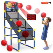 Jogo de Basquete Arcade Infantil com 4 Bolas, Placar Eletrônico e Sons de Torcida para Ambientes Internos e Externos, EagleStone, Azul Escuro