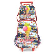 Kit Mochila Rodinha Lancheira Luxcel Up4You Ice Cream Vermel