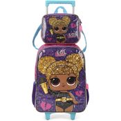 Kit Mochila de Rodinhas e Lancheira Luxcel Lol Surprise Roxo