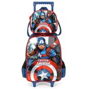 Kit Mochila Rodinha Lancheira Luxcel Avenger Capitão América