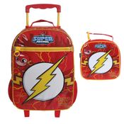 Kit Mochila de Rodinhas e Lancheira Dermiwill Flash Vermelho