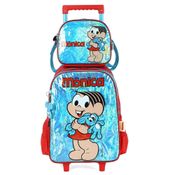 Kit Mochila Rodinha Lancheira Luxcel Turma da Mônica Azul