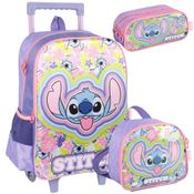Kit Mochila de Rodinhas STITCH DISNEY Luxcel IC41542SC Lilás