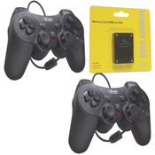 Kit  2 Controles Joystick Manete ps2 ps1 Plug And Play dualshock Com Memory Card 8gb