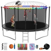 Cama Elastica Infantil com Diâmetro, Cesta de Basquete e Rede de Proteção para até 680 kg, DEEPROAR, Verde