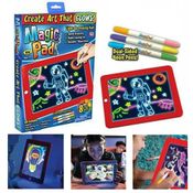 LOUSA MAGICA DE DESENHOS 30 ATIVIDADES NEON 3D LED QUADRO ILUMINADO INFANTIL KIT COMPLETO 3 CANETAS TABLET CRIANÇA AVISO