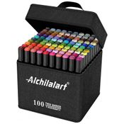 Conjunto de Canetas Artisticas 100 Cores de Ponta Dupla para Adultos e Crianças, Alchilalart