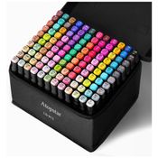 Conjunto de Canetas Artisticas 120 Cores de Ponta Dupla com Estojo para Adulto, ATOPSTAR