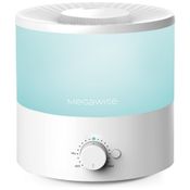 Umidificador 1,9L com Difusor de Óleo, Saída de Névoa Ajustável, Fácil de Limpar e Autonomia da Bateria até 10H, 110V 15W, MEGAWISE, Branco