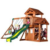 Balanços Backyard Discovery Tanglewood Playset de Madeira Cedro, Balanço Duplo, Estrutura Resistente e Durável, Ideal para Crianças de 3 a 10 Anos.