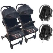 CARRINHO PARA GÊMEOS DUOLEE DUO PRETO COBRE + BEBE CONFORTO - GALZERANO