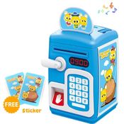 COFRE DIGITAL ELETRONICO AUTOMATICO SENHA E IMPRESSAO DIGITAL COFRINHO INFANTIL BIOMETRIA TECLADO MOEDAS NOTA AZUL