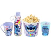 Kit Lilo Stitch 4 em 1 com Caneca Copo Garrafa e Balde de Pipoca