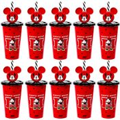 10 Copos Canudo Orelhas Minnie Vermelho 500ml p/ Infantil Lembrancinha Sacola Surpresa