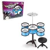 Bateria Infantil Com Banquinho 8 Pecas Azul Zein