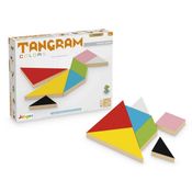 Tangram Colors Junges, Quebra-Cabeça Geométrico 7 Peças Em Madeira MDF, Brinquedo Educativo