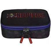 Estojo BOX ONE Piece Bau Escolar Organizador Preto e Azul