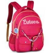Mochila Escolar de Costas Luluca Miçangas Juvenil LU24611 Rosa